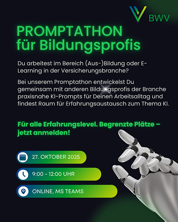 Jetzt anmelden: Promptathon für Bildungsprofis in der Versicherungsbranche